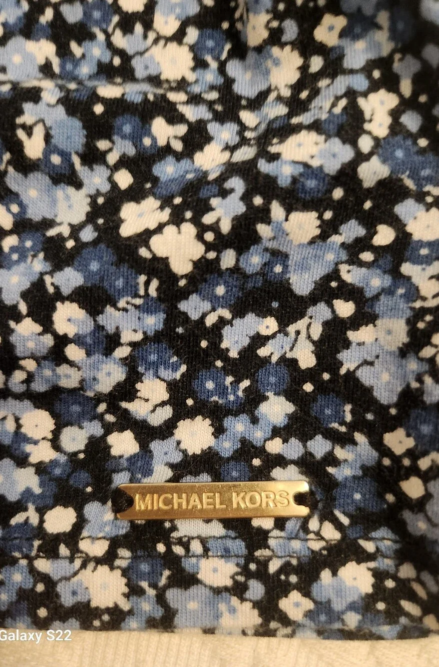 Michael Kors Blue Floral Scoop-Neck Women’s Top